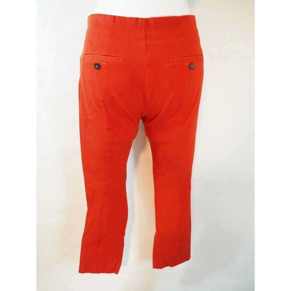 Anthropologie Dark Orange Essential Chino Sailor Button Cropped Pants, Size 4P